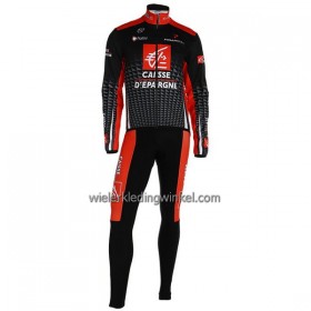 Set Fietsshirt Lange Mouw + Lange Koersbroek Caisse d`Epargne Rood Zwart Wit